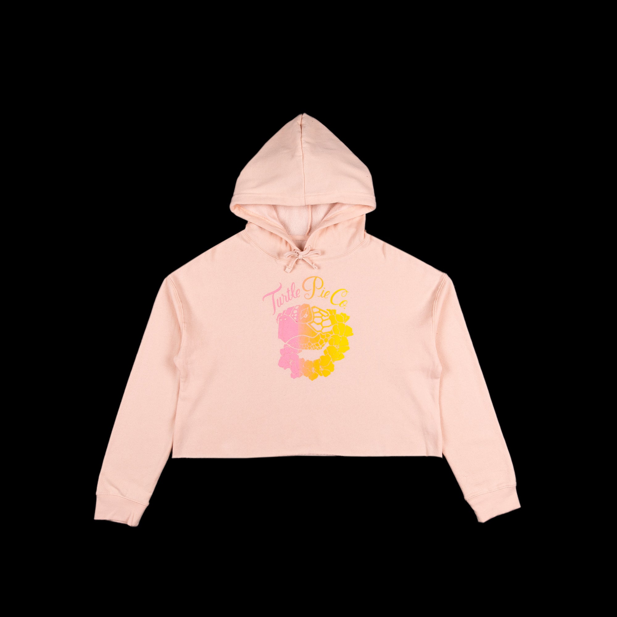 Pink Crop Hoody with Multi Color Logo